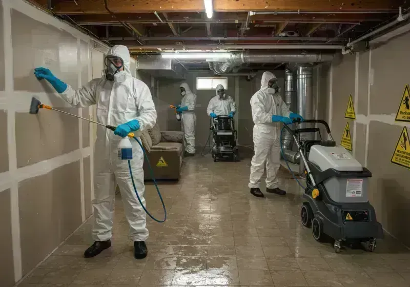 Basement Moisture Removal and Structural Drying process in New Territory, TX